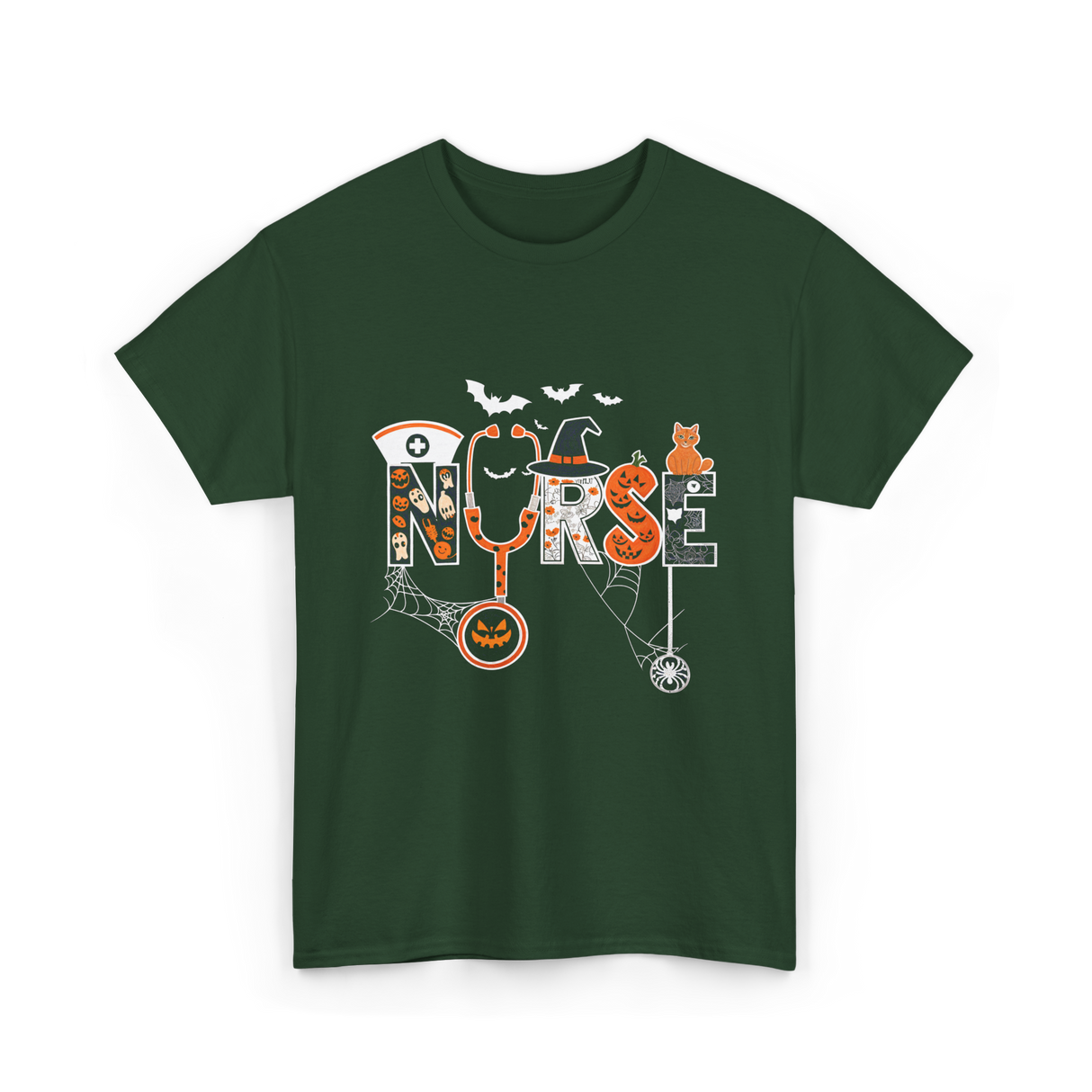 Halloween Nurse Nurse T-Shirt - Forest Green