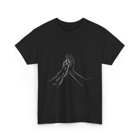 Hand and Paw Connection Animal T-Shirt - Black