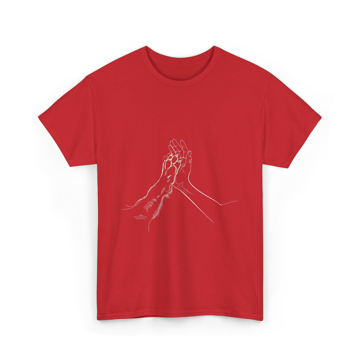 Hand and Paw Connection Animal T-Shirt - Red