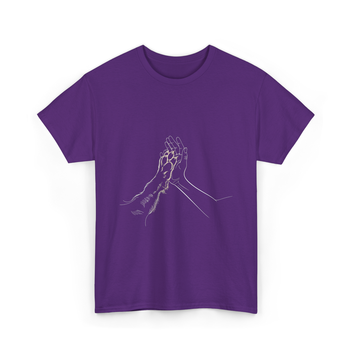 Hand and Paw Connection Animal T-Shirt - Purple