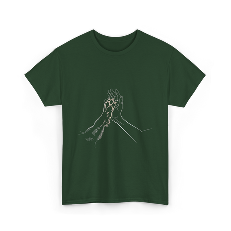 Hand and Paw Connection Animal T-Shirt - Forest Green