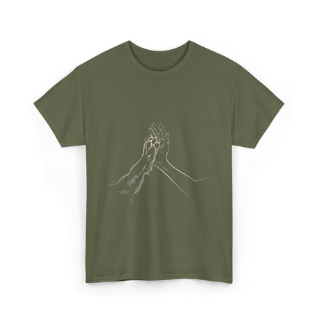 Hand and Paw Connection Animal T-Shirt - Military Green