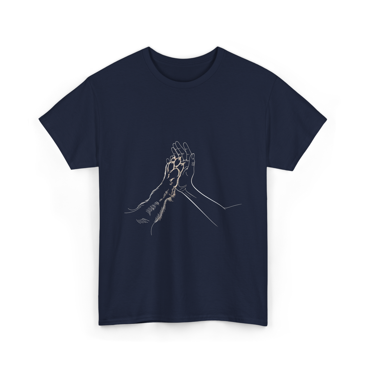 Hand and Paw Connection Animal T-Shirt - Navy