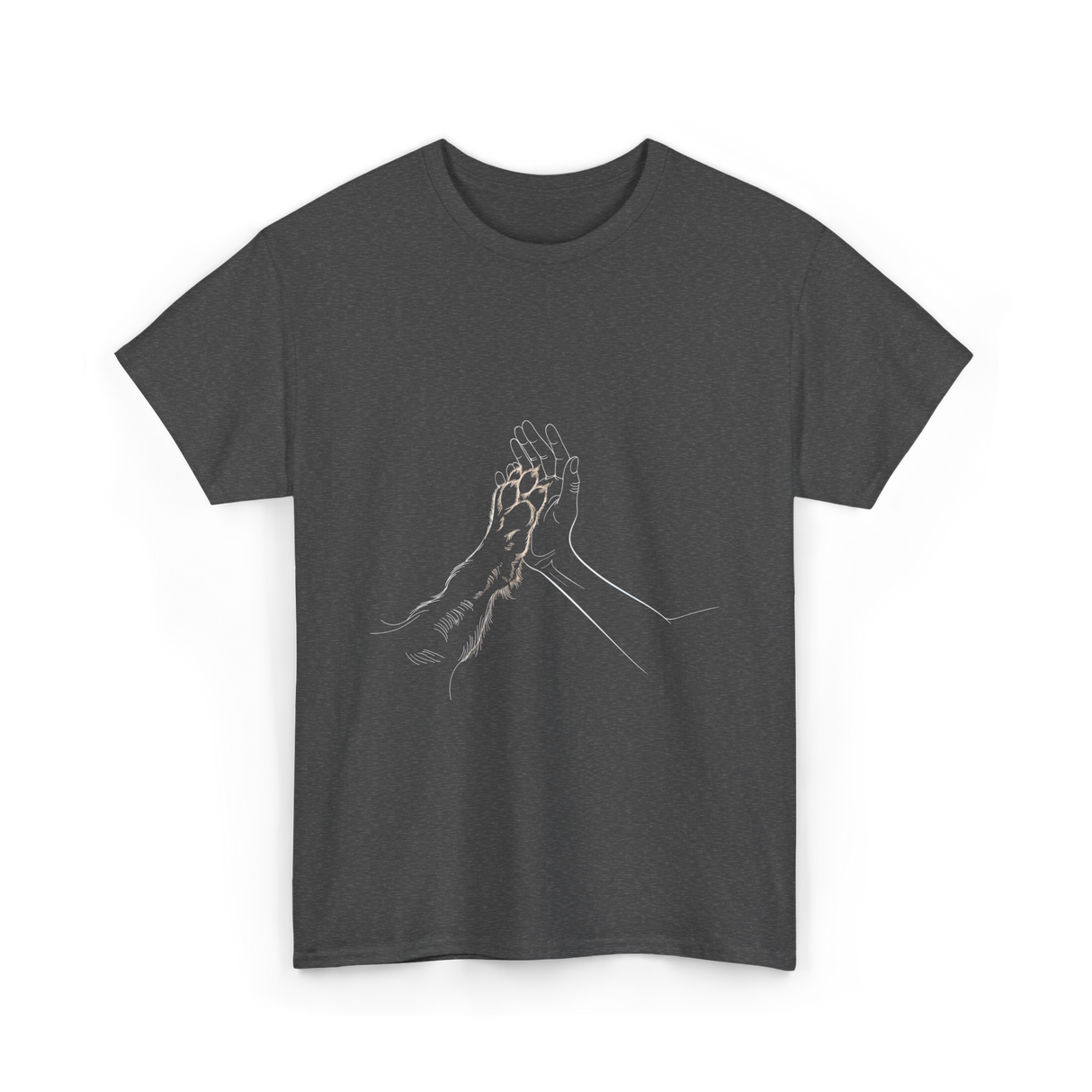 Hand and Paw Connection Animal T-Shirt - Dark Heather