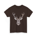 Hand Drawn Buck Antlers Deer T-Shirt - Dark Chocolate