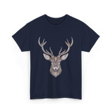 Hand Drawn Buck Antlers Deer T-Shirt - Navy