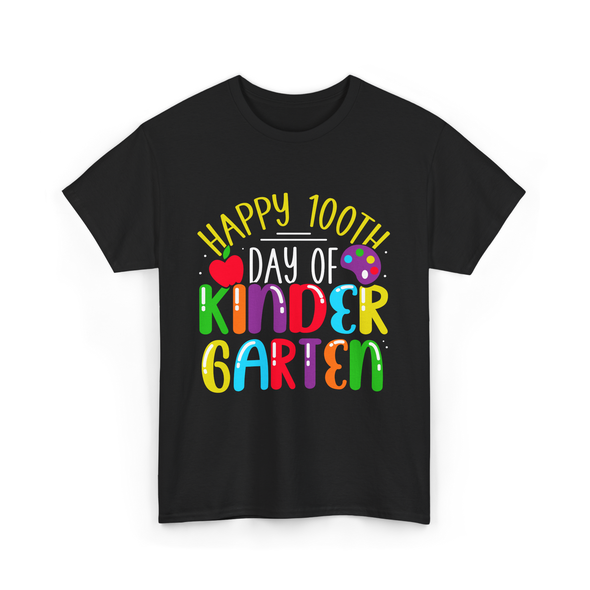 Happy 100th Day Kindergarten Kids T-Shirt - Black