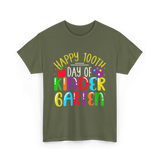 Happy 100th Day Kindergarten Kids T-Shirt - Military Green