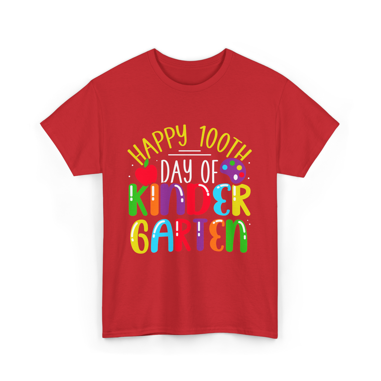 Happy 100th Day Kindergarten Kids T-Shirt - Red