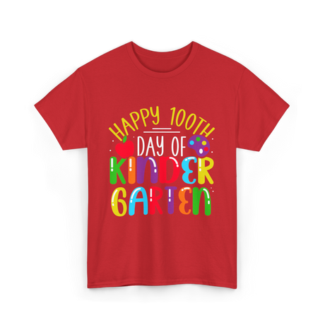 Happy 100th Day Kindergarten Kids T-Shirt - Red