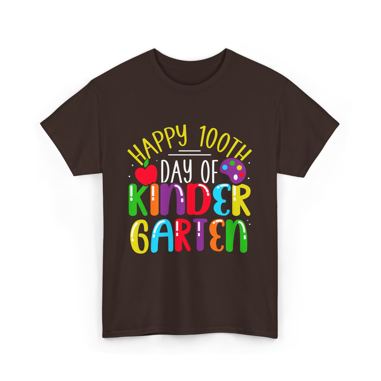 Happy 100th Day Kindergarten Kids T-Shirt - Dark Chocolate