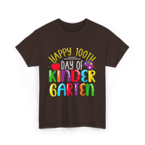 Happy 100th Day Kindergarten Kids T-Shirt - Dark Chocolate