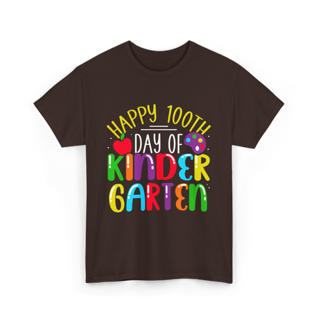 Happy 100th Day Kindergarten Kids T-Shirt - Dark Chocolate