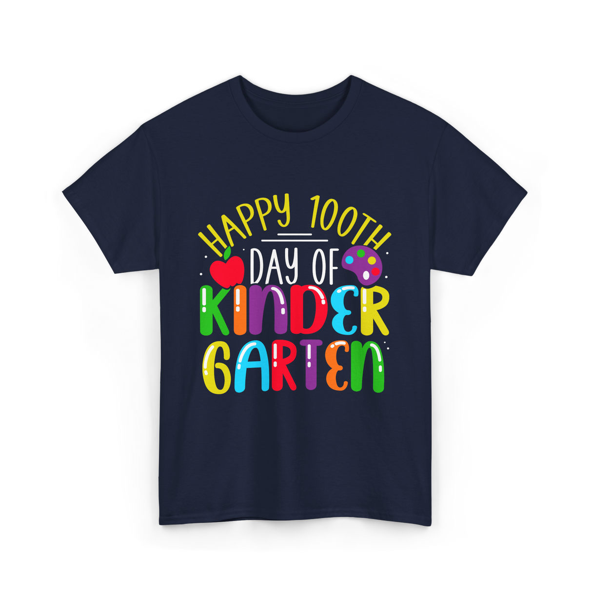 Happy 100th Day Kindergarten Kids T-Shirt - Navy