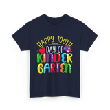 Happy 100th Day Kindergarten Kids T-Shirt - Navy