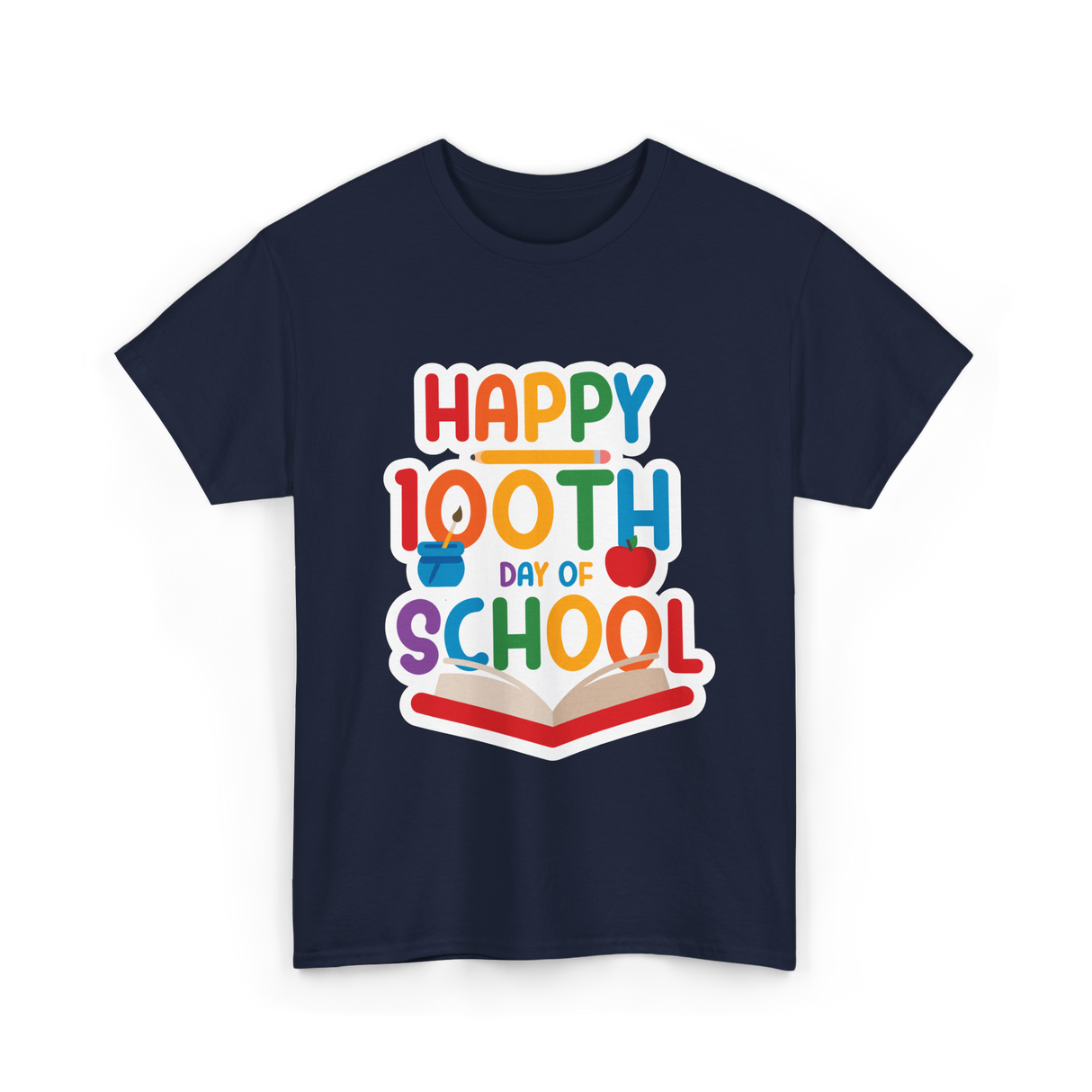 Happy 100th Day School Celebration T-Shirt - Navy