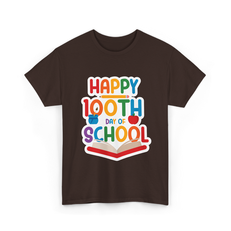 Happy 100th Day School Celebration T-Shirt - Dark Chocolate