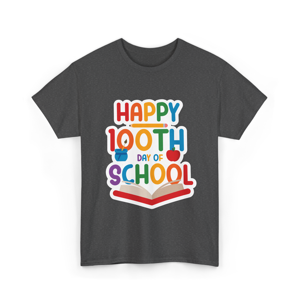 Happy 100th Day School Celebration T-Shirt - Dark Heather