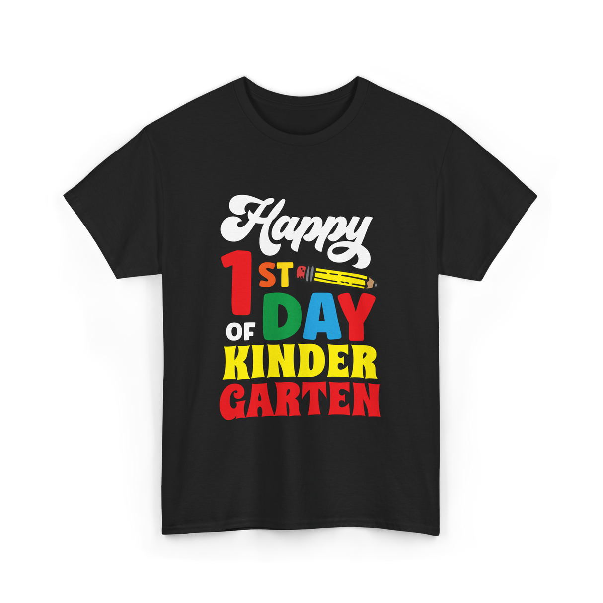 Happy 1st Day Kindergarten Kids T-Shirt - Black