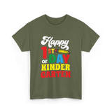 Happy 1st Day Kindergarten Kids T-Shirt - Military Green