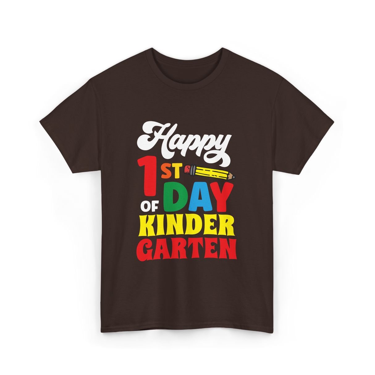 Happy 1st Day Kindergarten Kids T-Shirt - Dark Chocolate