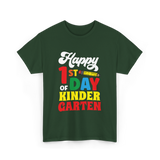 Happy 1st Day Kindergarten Kids T-Shirt - Forest Green