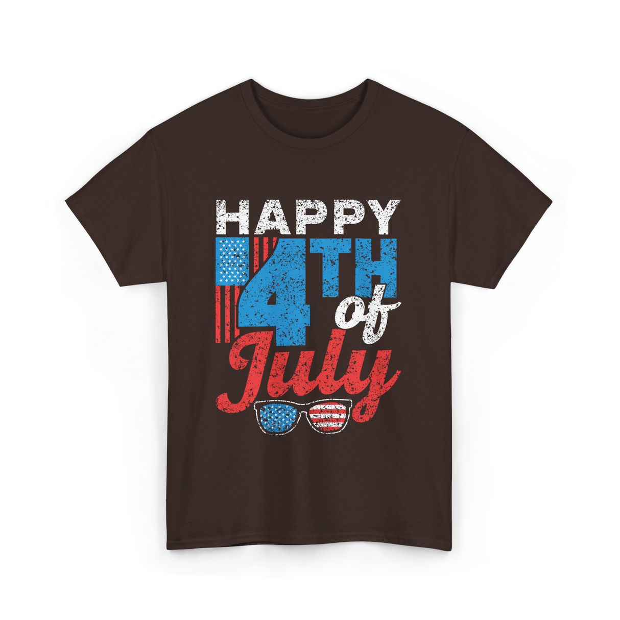 Happy 4th of July Independence T-Shirt - Dark Chocolate