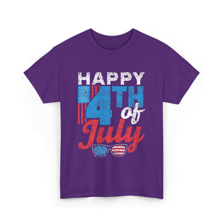 Happy 4th of July Independence T-Shirt - Purple