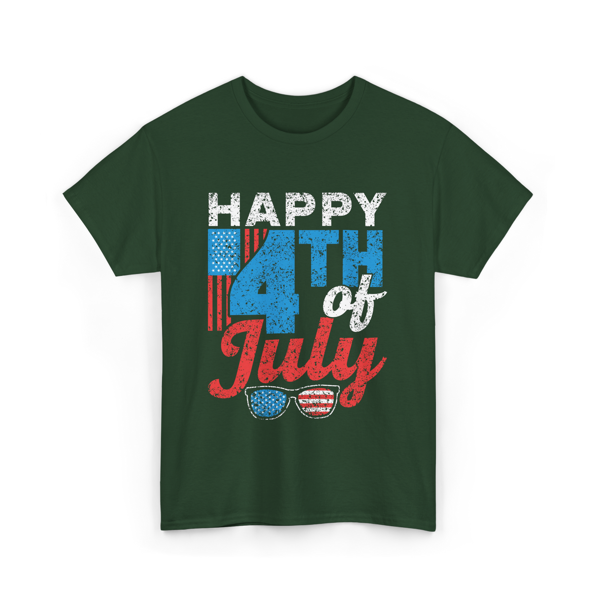 Happy 4th of July Independence T-Shirt - Forest Green