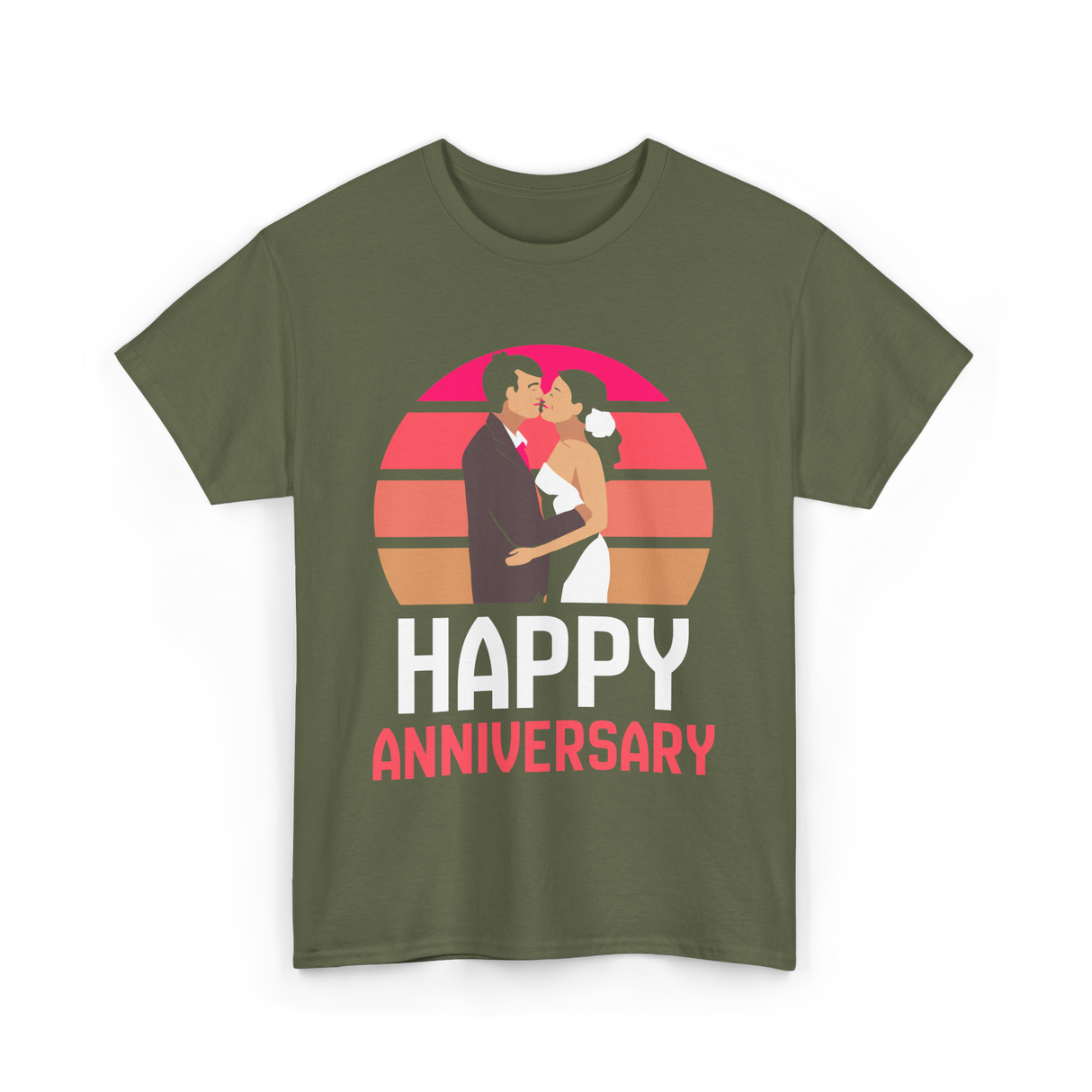 Happy Anniversary Anniversary Love T-Shirt - Military Green