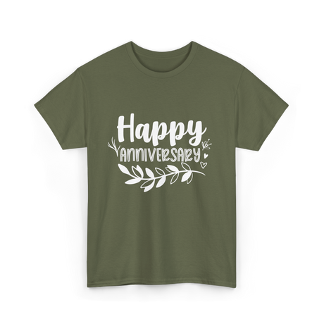 Happy Anniversary Anniversary Wedding T-Shirt - Military Green
