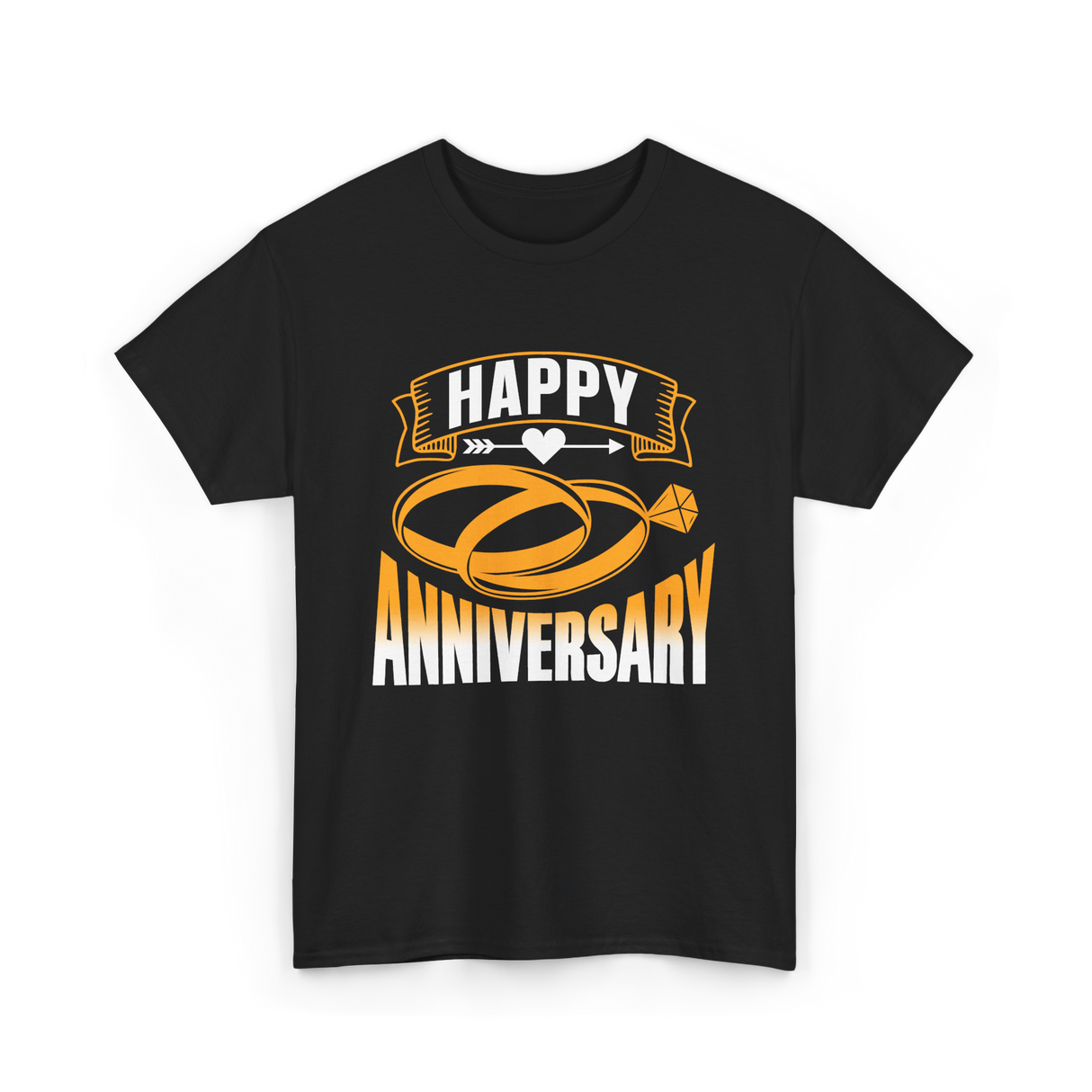 Happy Anniversary Rings Wedding T-Shirt - Black