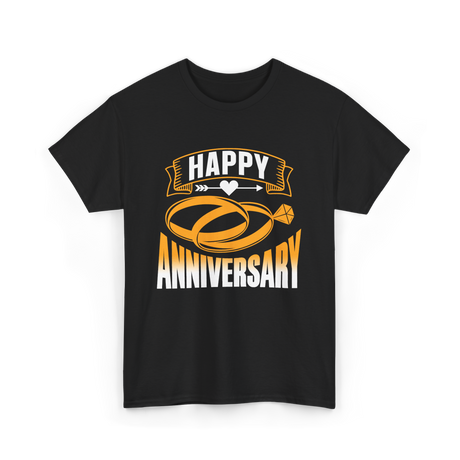 Happy Anniversary Rings Wedding T-Shirt - Black