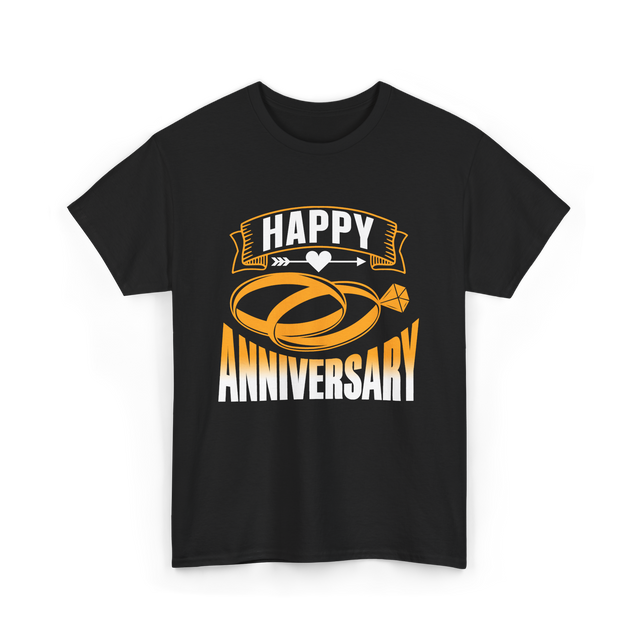 Happy Anniversary Rings Wedding T-Shirt - Black