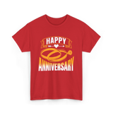 Happy Anniversary Rings Wedding T-Shirt - Red