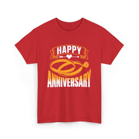 Happy Anniversary Rings Wedding T-Shirt - Red