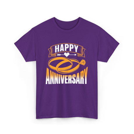 Happy Anniversary Rings Wedding T-Shirt - Purple