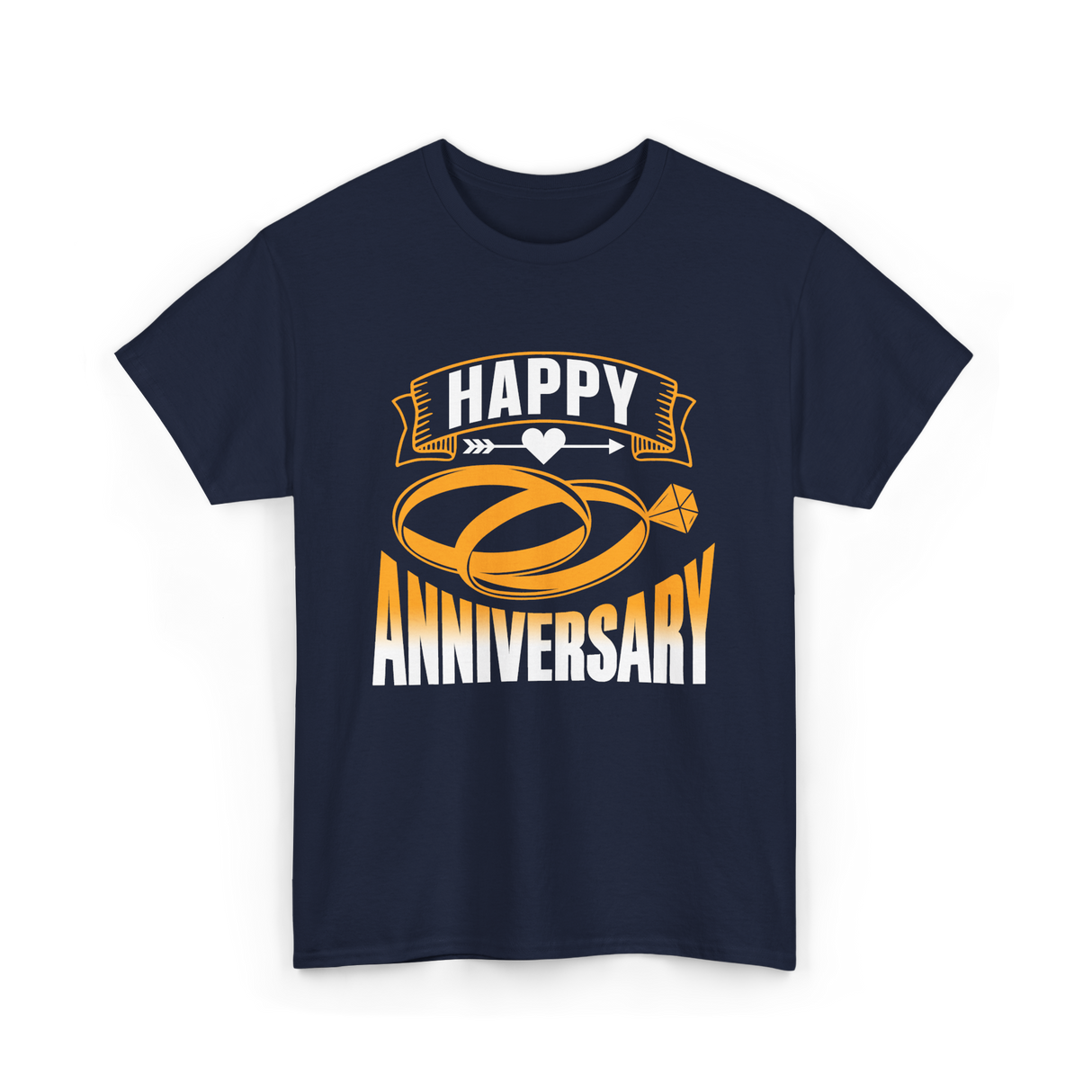 Happy Anniversary Rings Wedding T-Shirt - Navy