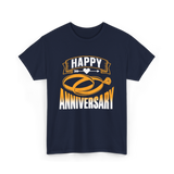 Happy Anniversary Rings Wedding T-Shirt - Navy