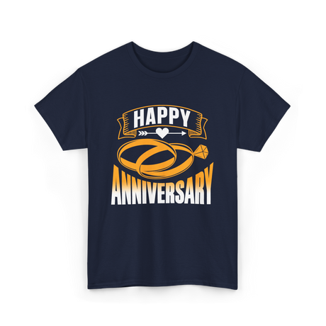 Happy Anniversary Rings Wedding T-Shirt - Navy