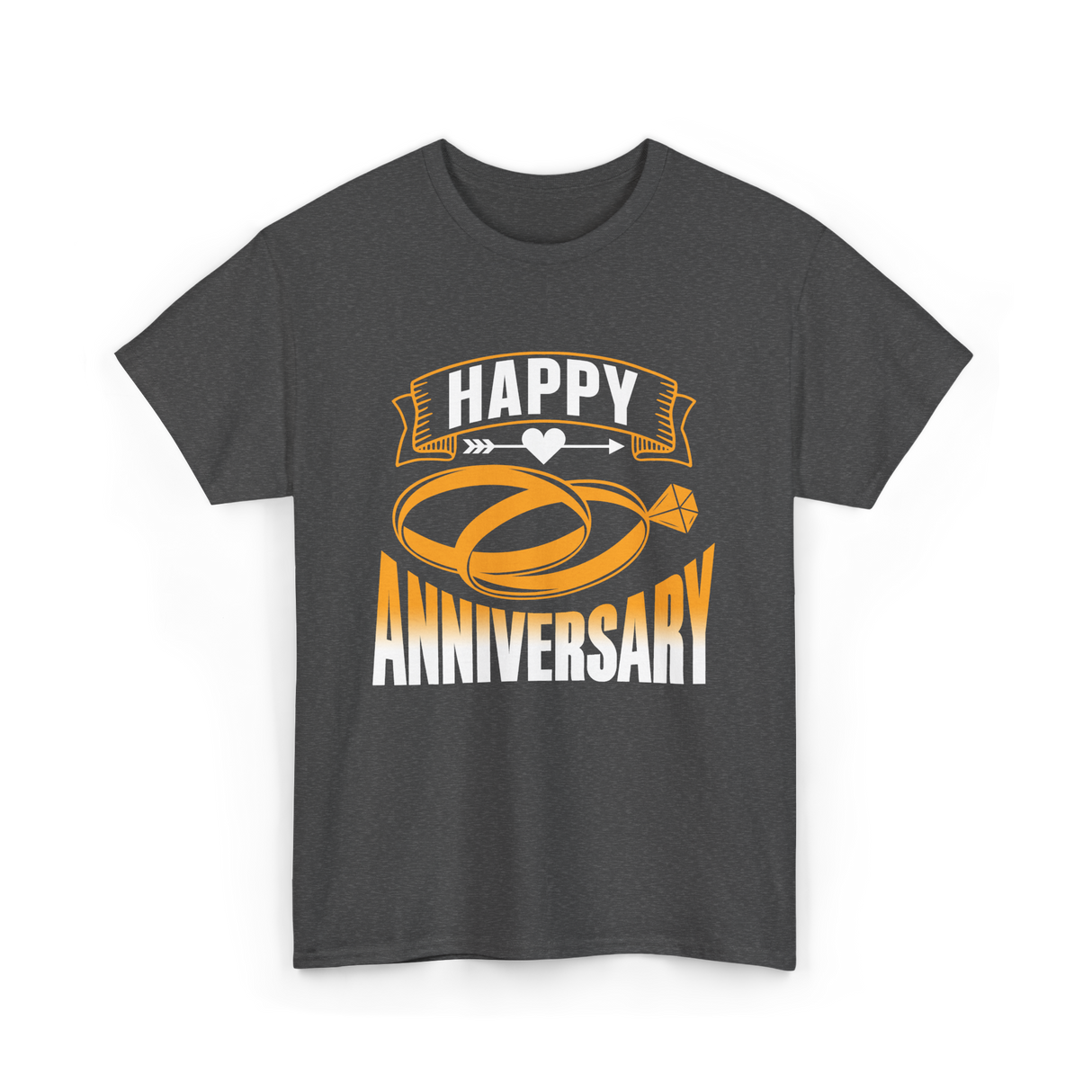 Happy Anniversary Rings Wedding T-Shirt - Dark Heather