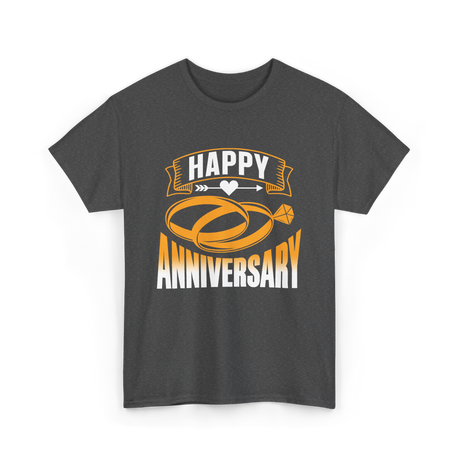 Happy Anniversary Rings Wedding T-Shirt - Dark Heather