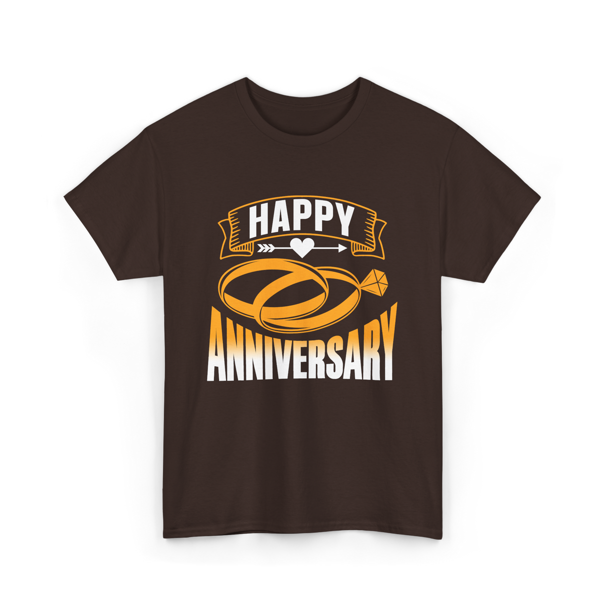 Happy Anniversary Rings Wedding T-Shirt - Dark Chocolate