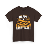 Happy Anniversary Rings Wedding T-Shirt - Dark Chocolate