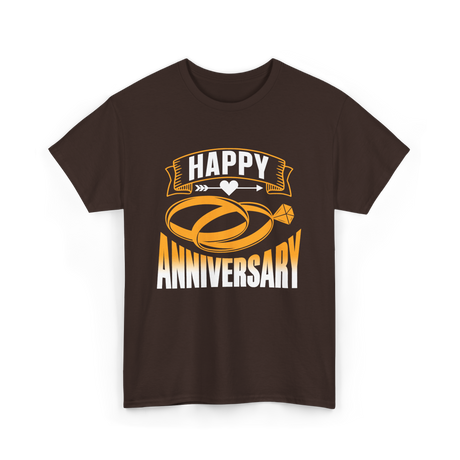 Happy Anniversary Rings Wedding T-Shirt - Dark Chocolate