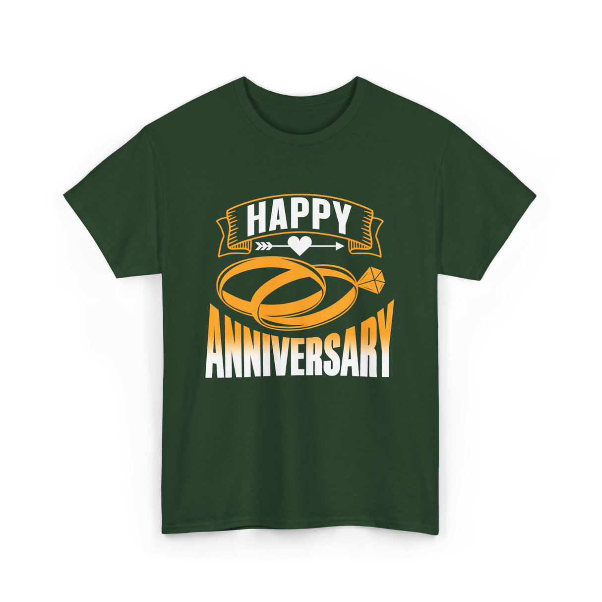 Happy Anniversary Rings Wedding T-Shirt - Forest Green