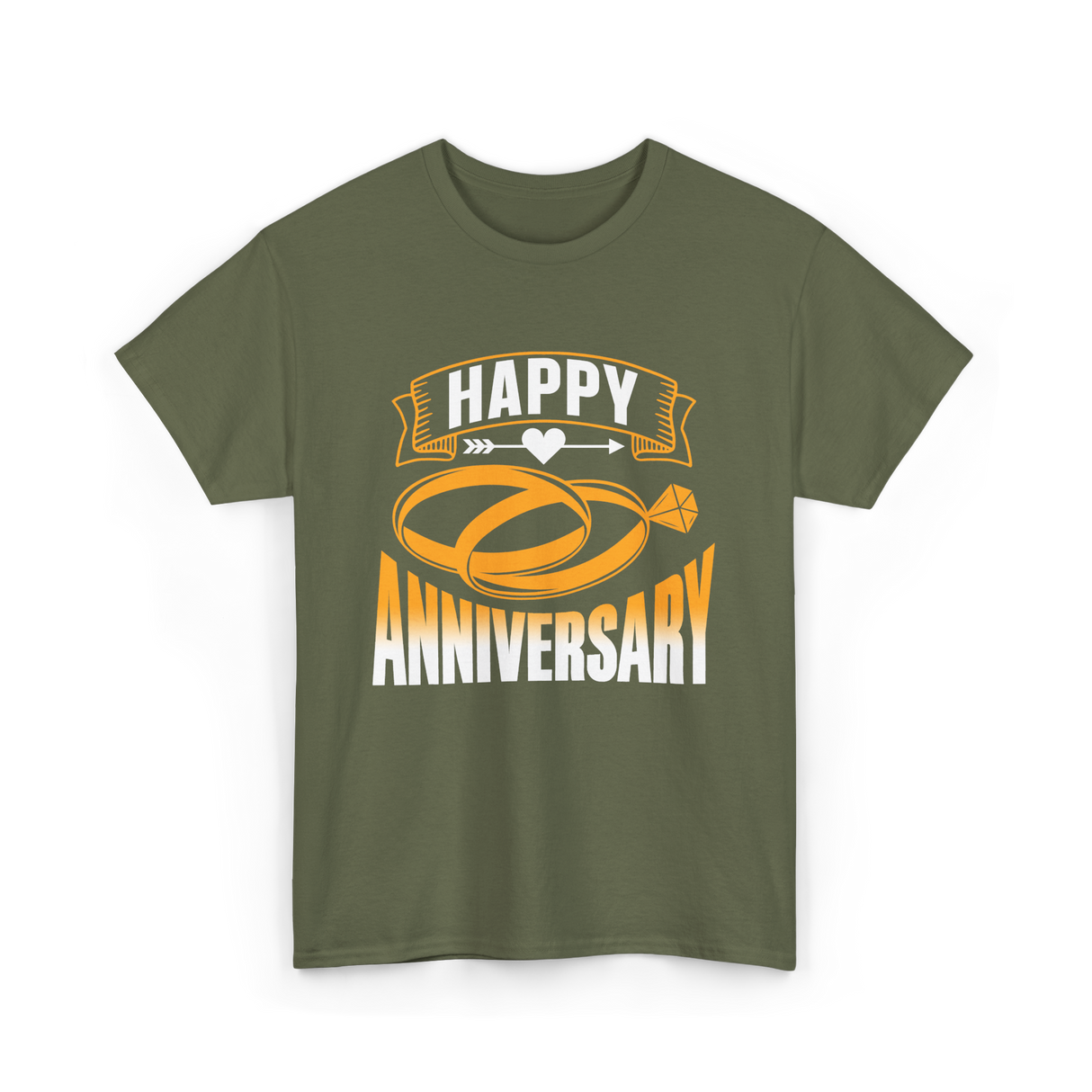 Happy Anniversary Rings Wedding T-Shirt - Military Green