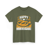 Happy Anniversary Rings Wedding T-Shirt - Military Green