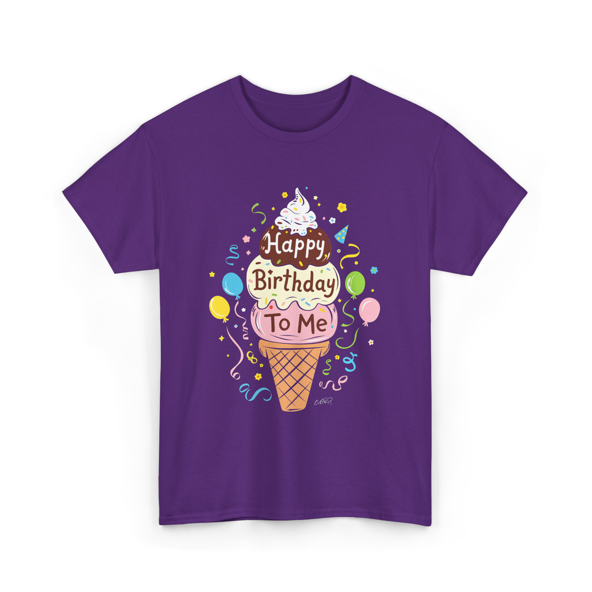 Happy Birthday To Me Ice Cream T-Shirt - Purple