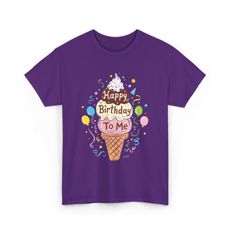 Happy Birthday To Me Ice Cream T-Shirt - Purple